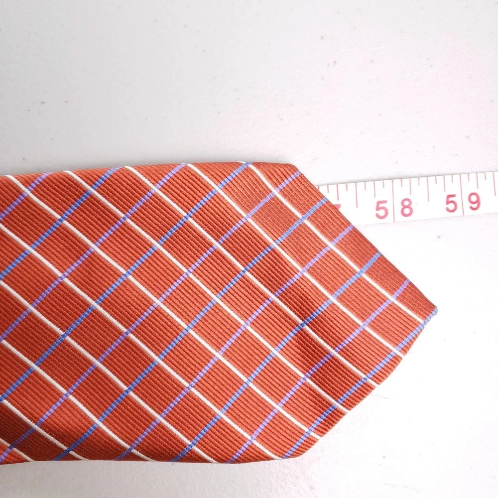 Van Heusen Tie Orange Plaid Geometric Business Classic Necktie Mens‎